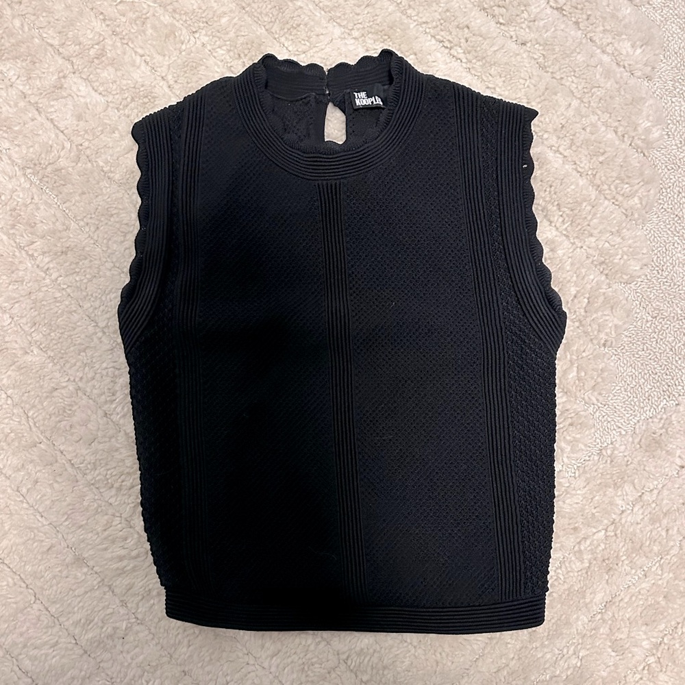 The Kooples Black Sleeveless Knit Top